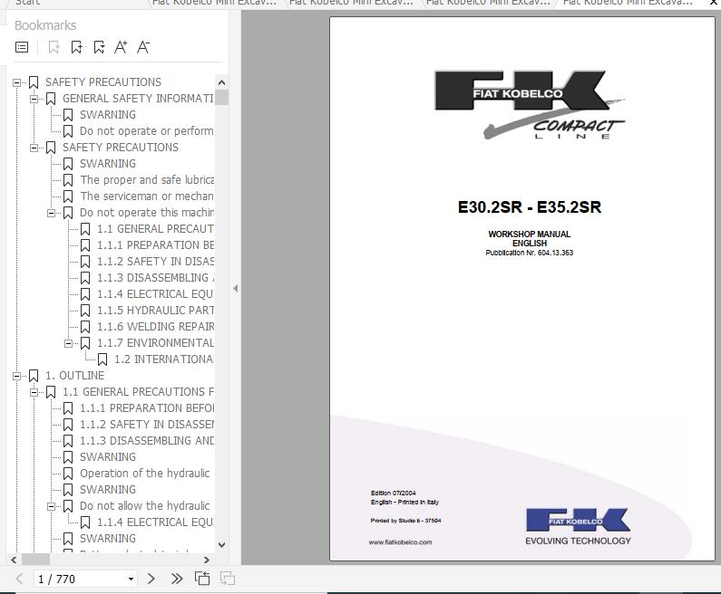 Fiat Kobelco Mini Excavator E30.2SR E35.2SR Workshop Manual ENDEFRITES 2
