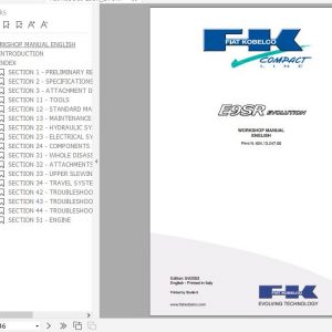 Fiat Kobelco Mini Excavator E9SR EVOLUTION Workshop Manual 1