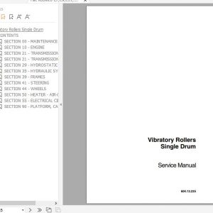 Fiat Kobelco Vibratory Rollers Single Drum C7 C9 C11 C15 Service Manual 1