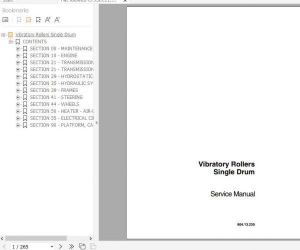 Fiat Kobelco Vibratory Rollers Single Drum C7 C9 C11 C15 Service Manual 1