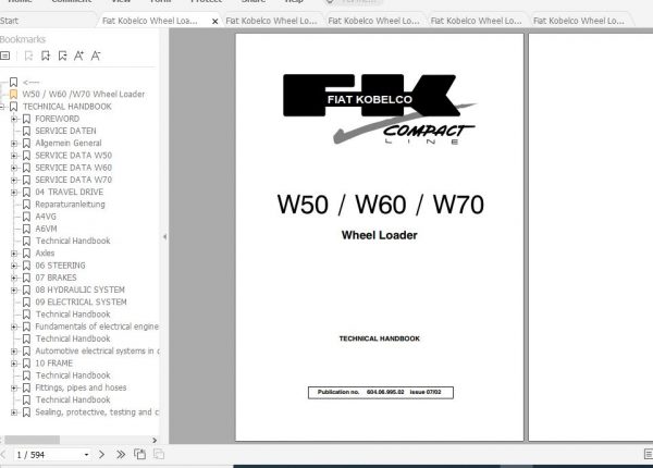 Fiat Kobelco Wheel Loader W50 W60 W70 Technical Handbook ENDEFRITES 2