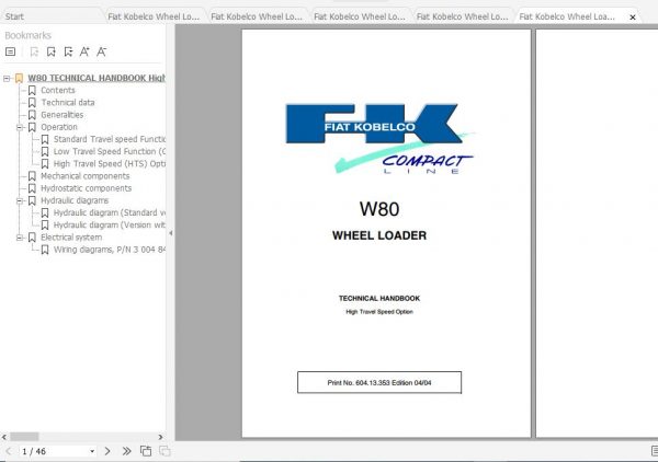 Fiat Kobelco Wheel Loader W80 High Travel Speed Option Technical Handbook ENDEFRITES 2