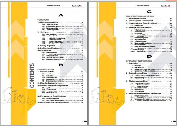 Haulotte Articulated Boom Lift HA12IP HA33JE E04.21 Operators Manual 3