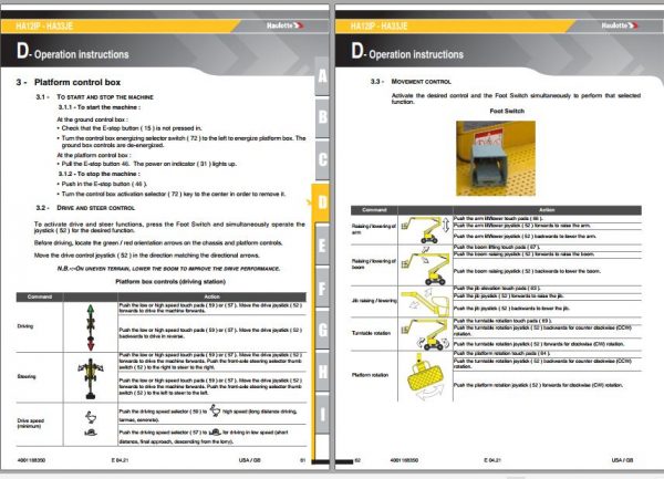 Haulotte Articulated Boom Lift HA12IP HA33JE E04.21 Operators Manual 4