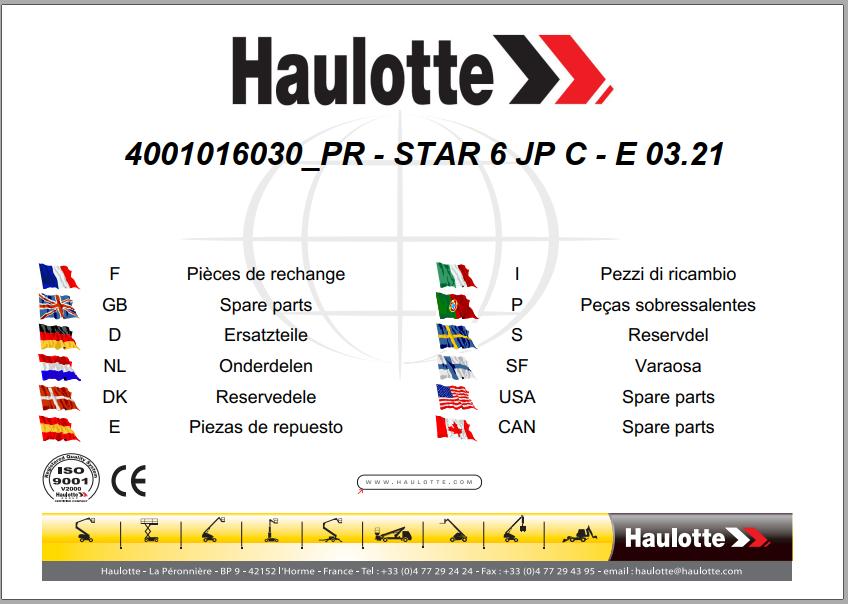 Haulotte Scissor Lift STAR 6 JP C E03.21 Spare Parts Manual 4001016030 1