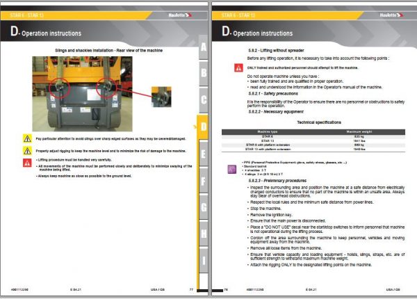 Haulotte Scissor Lift STAR 6 STAR 13 e04.21 Operators Manual 5