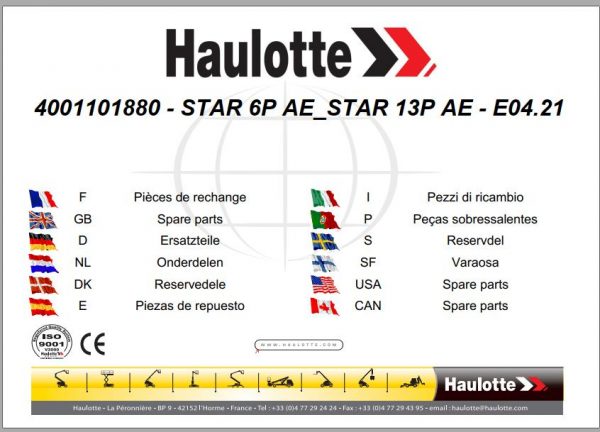 Haulotte Scissor STAR 6P AE STAR 13P AE E04.21 Spare Parts Manual 4001101880 1