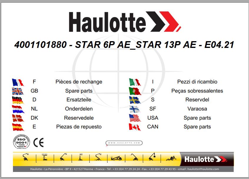 Haulotte Scissor STAR 6P AE STAR 13P AE E04.21 Spare Parts Manual 4001101880 1