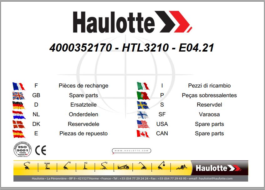 Haulotte Telescopic Handlers HTL3210 E04.21 Spare Parts Manual 4000352170 1