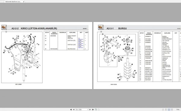 Hidromek Backhoe Loader HMK 101S 1999 2001 Spare Parts Catalog Turkish EN PDF 2