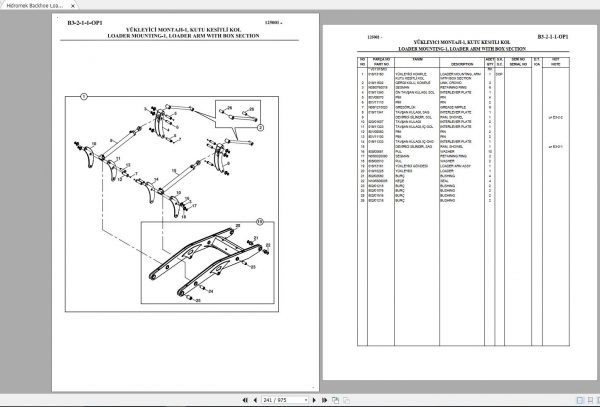 Hidromek Backhoe Loader HMK 102S MAESTRO ITL PRKS TIER2 Spare Parts Catalog 2