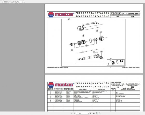 Hidromek Backhoe Loader MST 2000 2003 Spare Parts Catalog Turkish EN PDF 1
