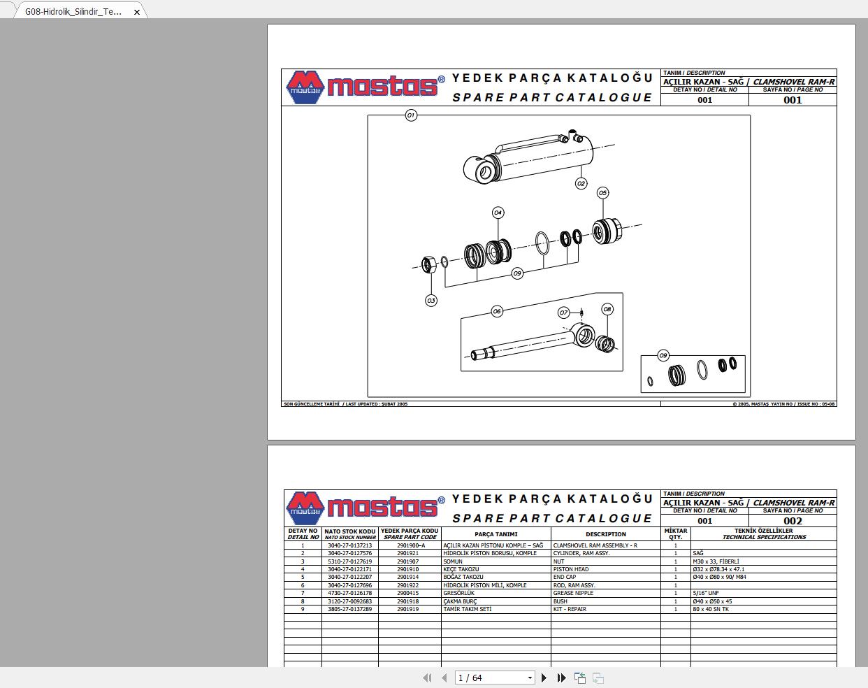 Hidromek Backhoe Loader MST 2000 2003 Spare Parts Catalog Turkish EN PDF 1