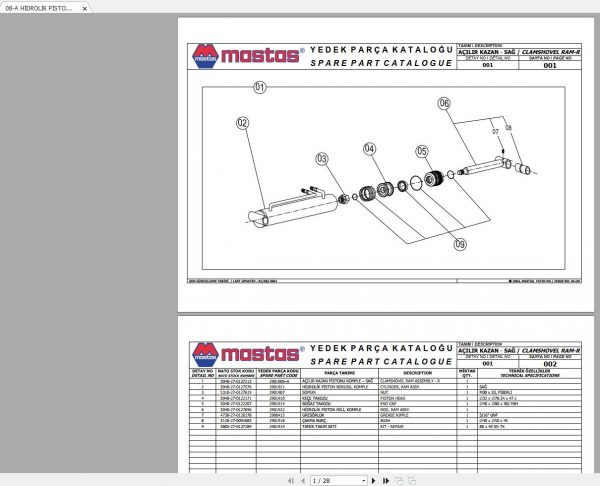 Hidromek Backhoe Loader MST 2004 Spare Parts Catalog Turkish EN PDF 3