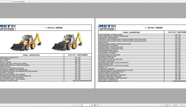 Hidromek Backhoe Loader MST 2009 Spare Parts Catalog Turkish EN PDF 2