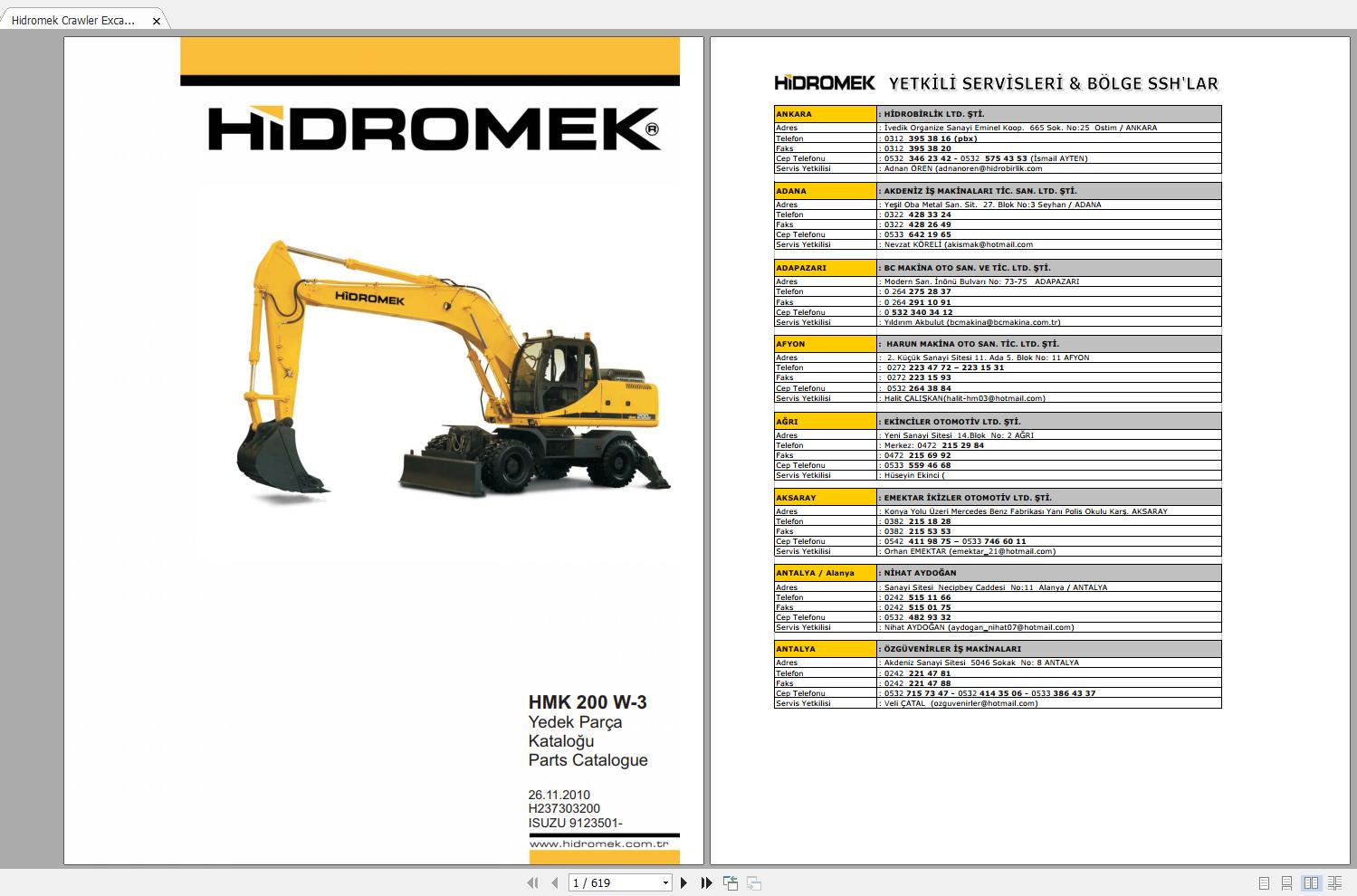 Hidromek HMK 200 W 3 Spare Part Catalogue ENTur 1