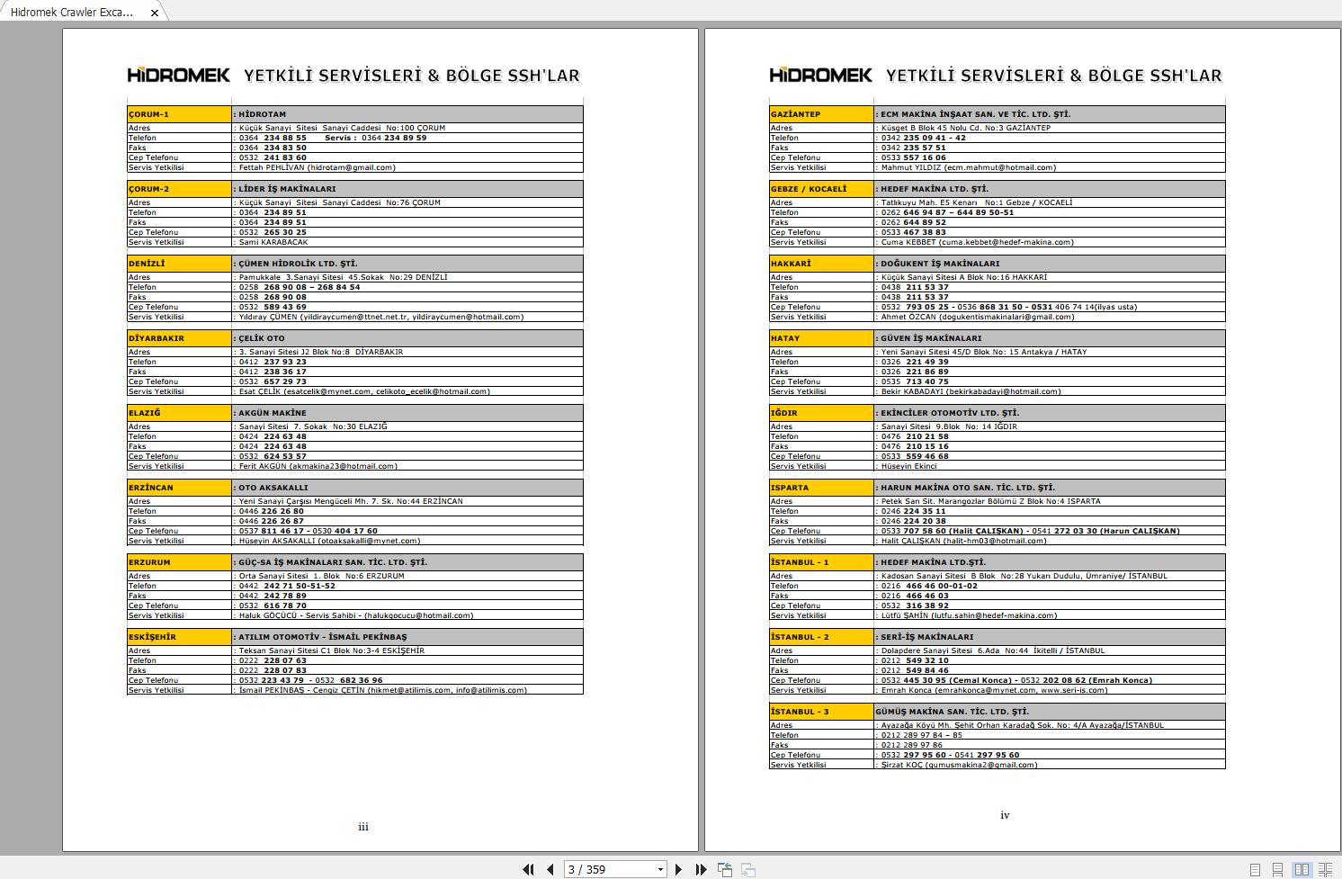 Hidromek HMK 370LC 3 HD Spare Part Catalogue ENTur 1