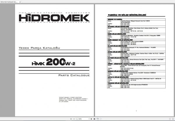 Hidromek HMK200W 2 2005 2009 Spare Part Catalogue ENTur 5123001 1