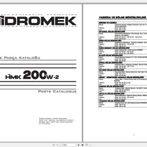 Hidromek HMK200W 2 Spare Part Catalogue ENTur 5123001 1