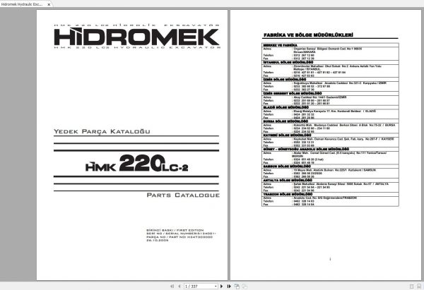 Hidromek HMK220 LC 2 5134001 Spare Part Catalogue ENTur 1