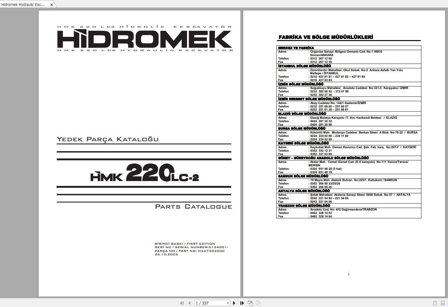 Hidromek HMK220 LC 2 5134001 Spare Part Catalogue ENTur 1