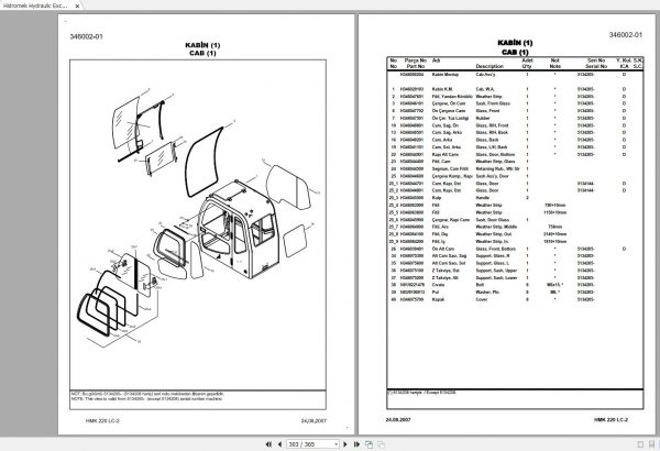 Hidromek HMK220LC 2 2005 2009 Spare Part Catalogue ENTur 5134001 3