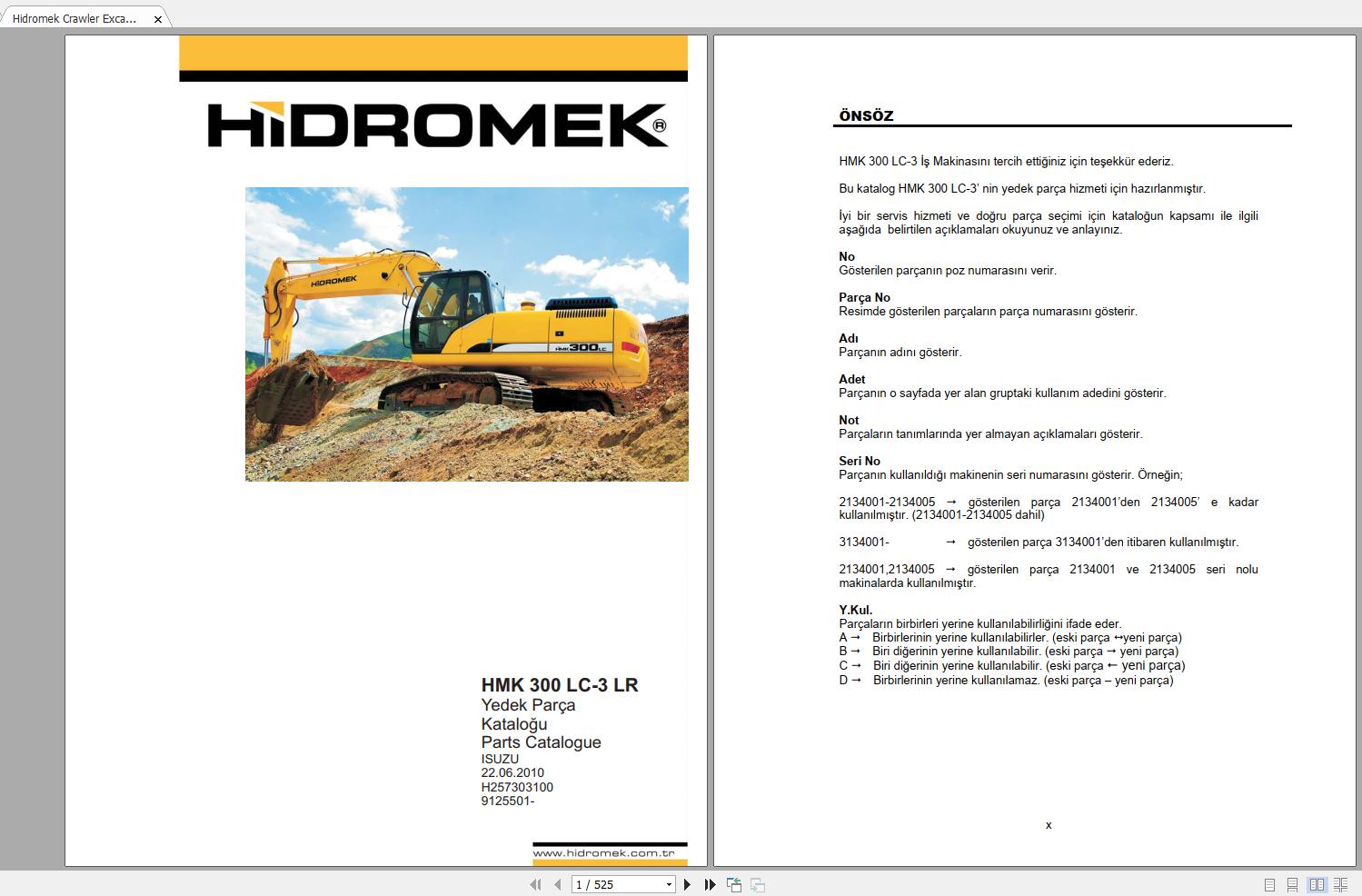 Hidromek HMK300 LC 3 LR Spare Part Catalogue ENTur 9125501 1