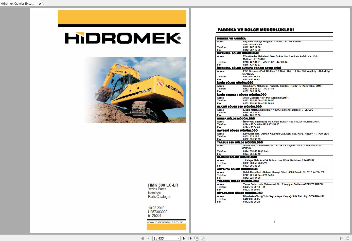 Hidromek HMK300LC Spare Part Catalogue ENTur 5125001 1 1