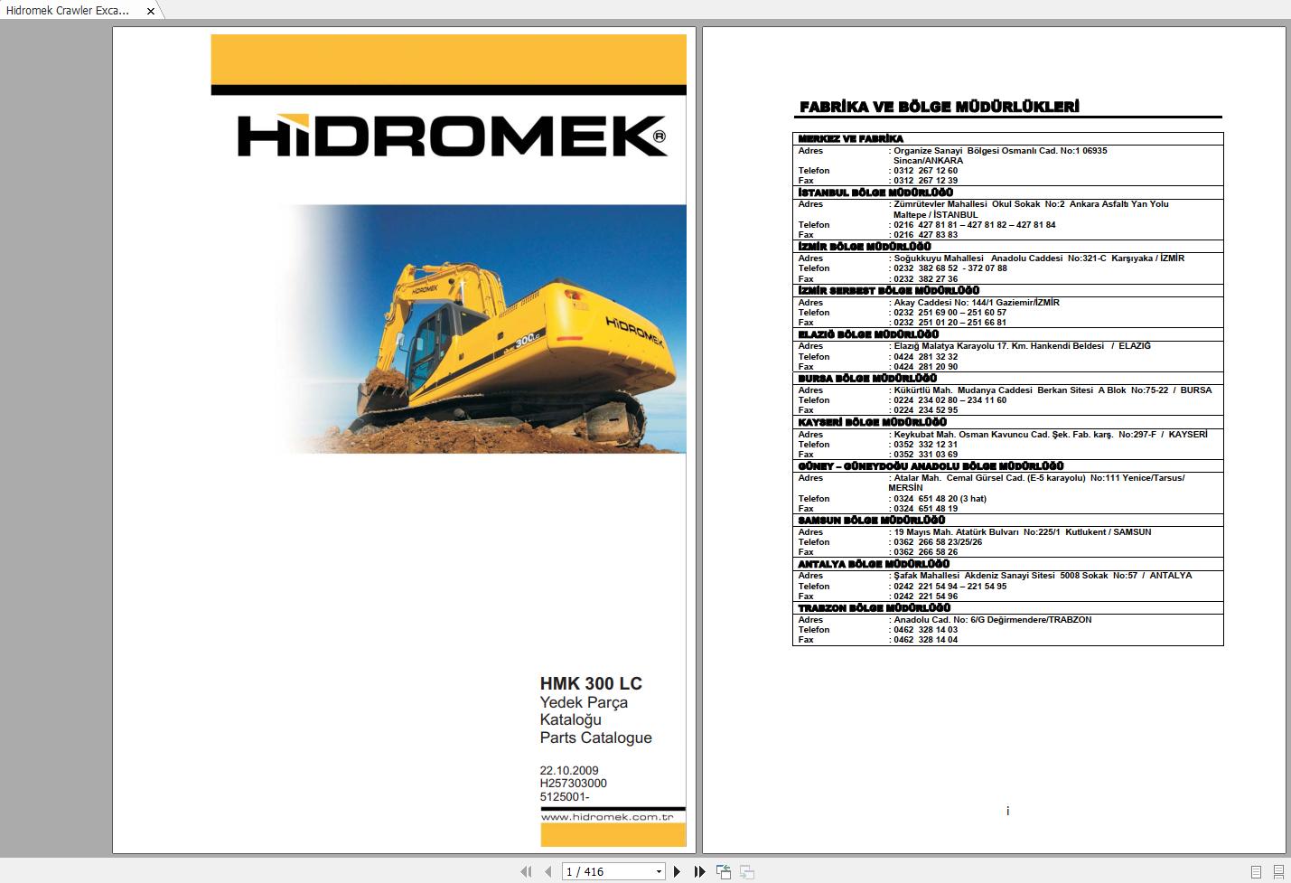 Hidromek HMK300LC Spare Part Catalogue ENTur 5125001 1