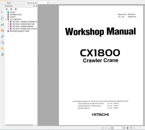 Hitachi Crawler Crane 3.05GB Full All Model Shop Manual DVD 7