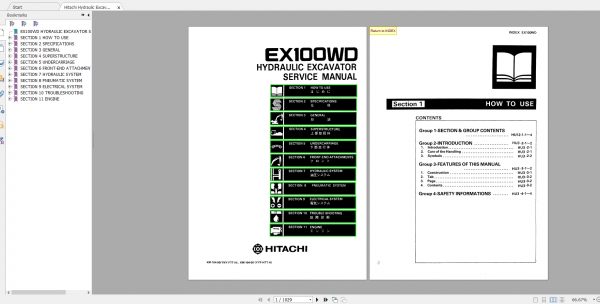 Hitachi Hydraulic Excavator EX100WD 2 EX100WD 3 Service Manuals EN PDF 1