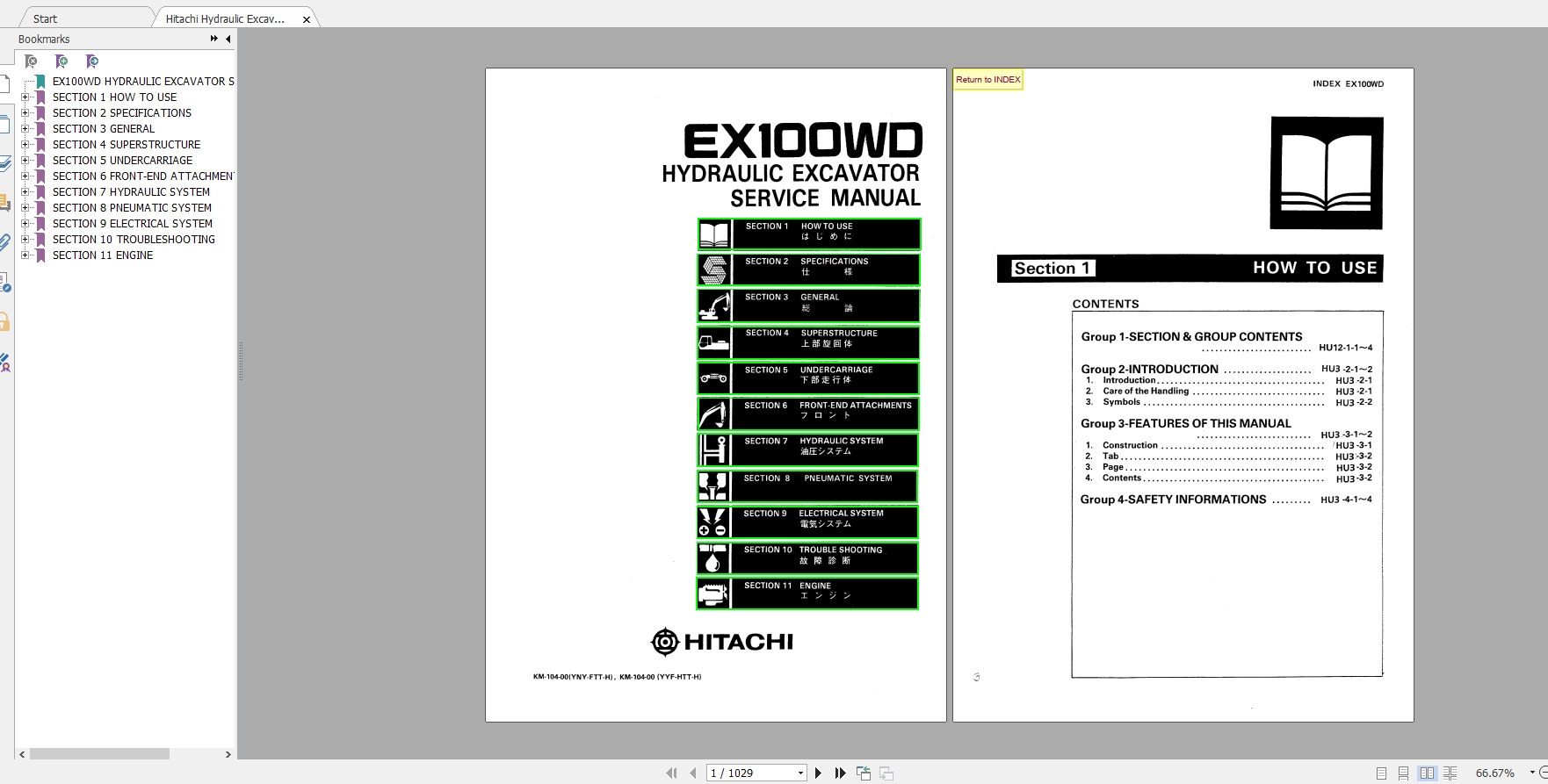 Hitachi Hydraulic Excavator EX100WD 2 EX100WD 3 Service Manuals EN PDF 1