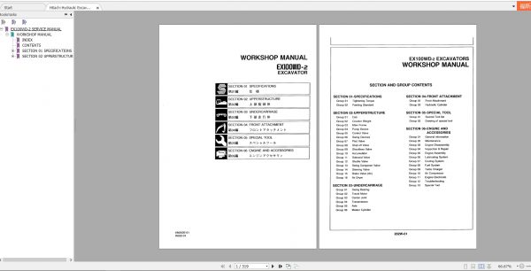 Hitachi Hydraulic Excavator EX100WD 2 KM 202E 01 Workshop Manuals EN PDF 1