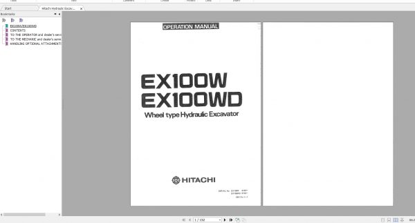Hitachi Hydraulic Excavator EX100WD 3C Operators Manuals PDF 2