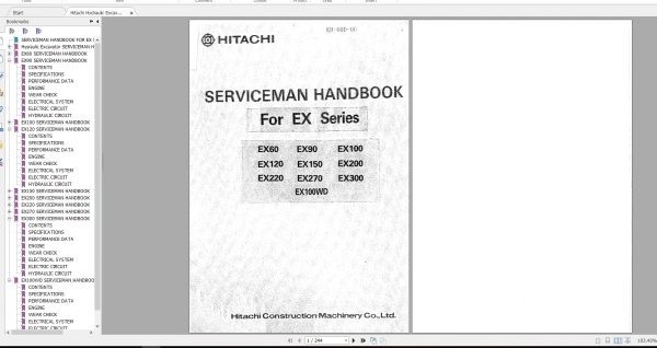 Hitachi Hydraulic Excavator EX100WD EX60 EX300 KH 00D 00 Serviceman Handbook EN PDF 1