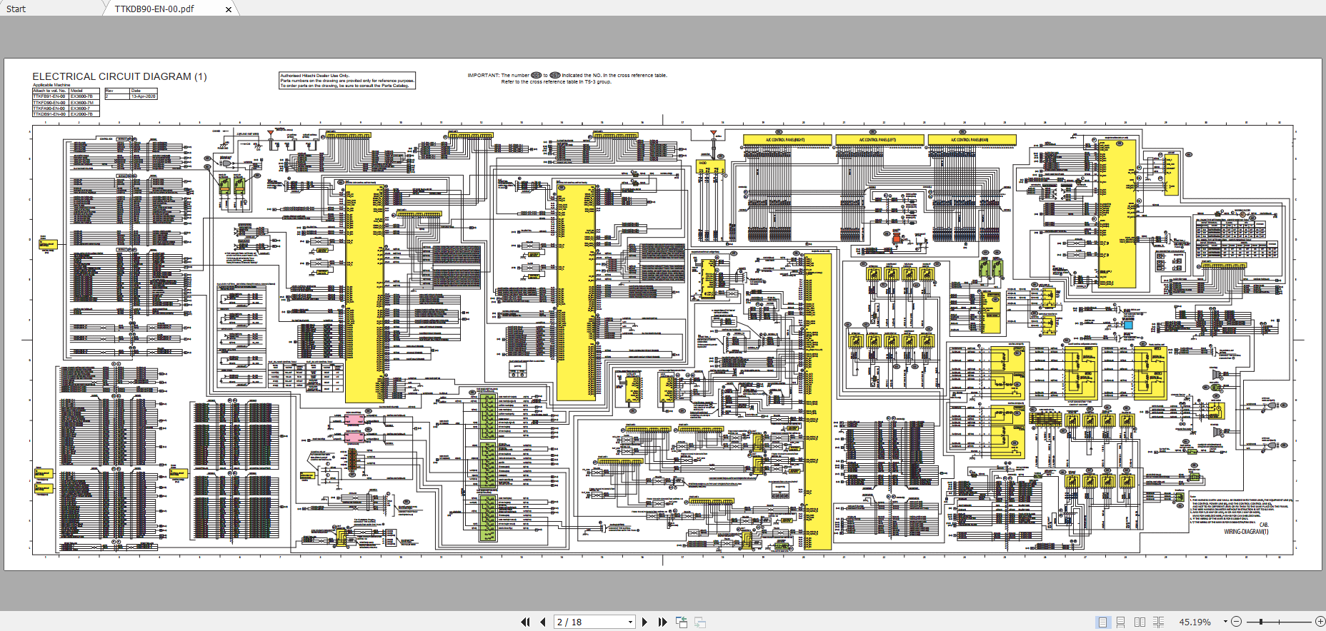Hitachi Hydraulic Excavator Mining EX2000 7 EX2000 7B Electrical Hydraulic Circuit Diagram Fault Code List 1