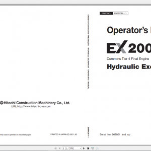 Hitachi Hydraulic Excavator Mining EX2000 7B Cummins Tier 4 Final Engine Operator Manual 1