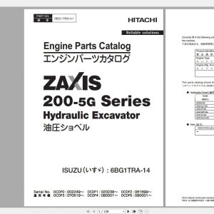 Hitachi Hydraulic Excavator ZX200 5G ZX210F 5G Parts Catalog EN 1