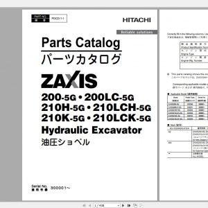 Hitachi Hydraulic Excavator ZX200 5G ZX210F 5G Parts Catalog EN 2