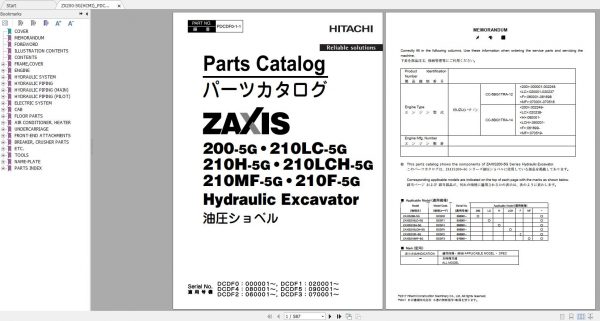 Hitachi Hydraulic Excavator ZX200 5G ZX210F 5G Parts Catalog EN 4