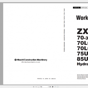 Hitachi Hydraulic Excavator ZX70 3 ZX85US 3 Shop Manuals 1