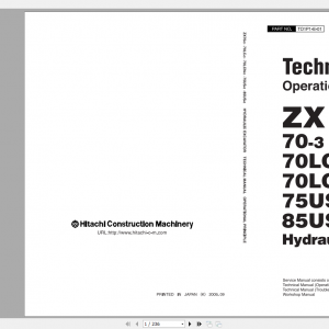 Hitachi Hydraulic Excavator ZX70 3 ZX85US 3 Shop Manuals 4