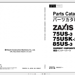 Hitachi Hydraulic Excavator ZX75US 3 ZX75USK 3 85US 3 Parts Catalog ENJP 3