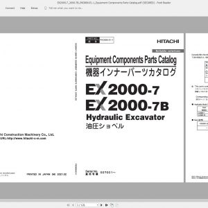 Hitachi Mining Excavator EX2000 7 Sales Manual PDF Parts Catalog Cummins Tier 4 Final Engine 02 2