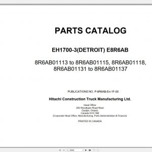 Hitachi Rigid Dump Truck EH1700 3 Detroit Parts Catalog 2012 2016 1
