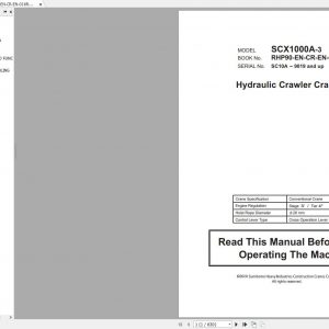 Hitachi Sumitomo Crane SCX1000A 3C5 Operators Manual SC10A 9019 and up 1