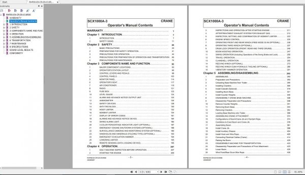 Hitachi Sumitomo Crane SCX1000A 3C5 Operators Manual SC10A 9019 and up 3