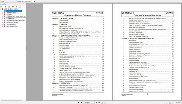 Hitachi Sumitomo Crane SCX1000A 3C5 Operators Manual SC10A 9021 and up 2