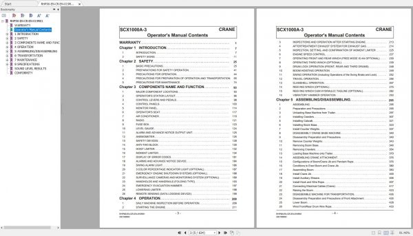 Hitachi Sumitomo Crane SCX1000A 3C5 Operators Manual SC10A 9023 and up 2 1
