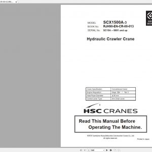 Hitachi Sumitomo Crane SCX1500A 3C3 Operators Manual SC15A–8081 and up 1